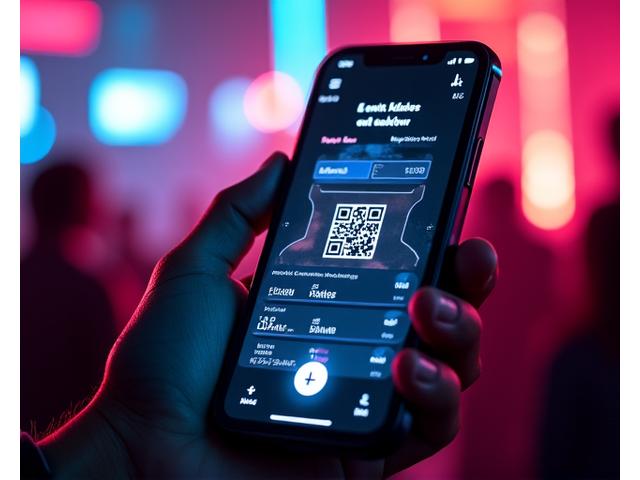 Mobile devices displaying a futuristic and secure ticketing interface with neon accents, representing a smooth user experience.